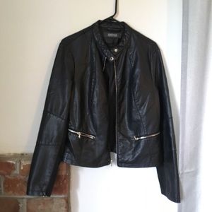 Kenneth Cole Black Vegan Leather Jacket Size Large